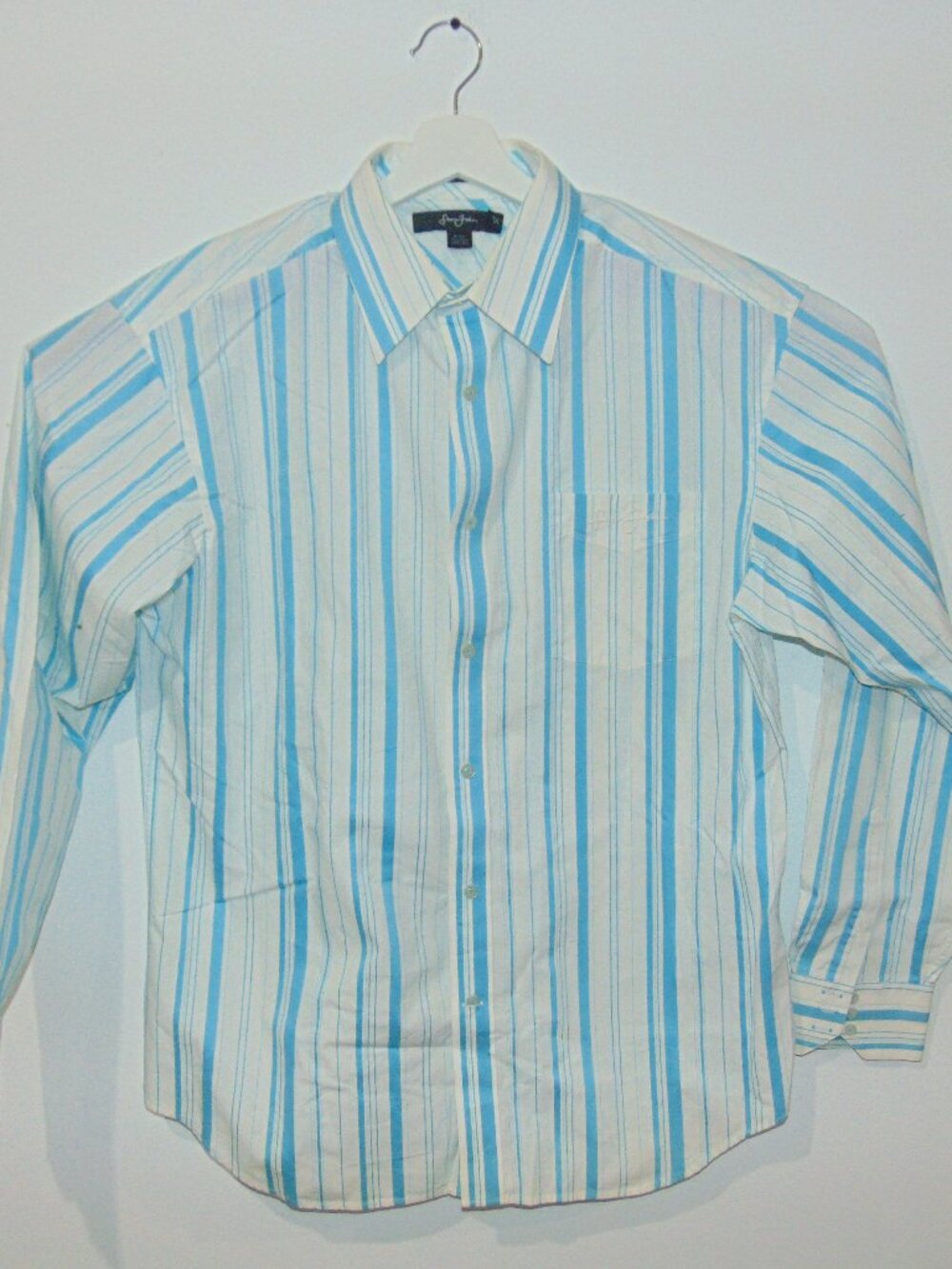 Sean John XL Dress Shirt Taiolred Fit Button Up Men’s Long Sleeve White Striped